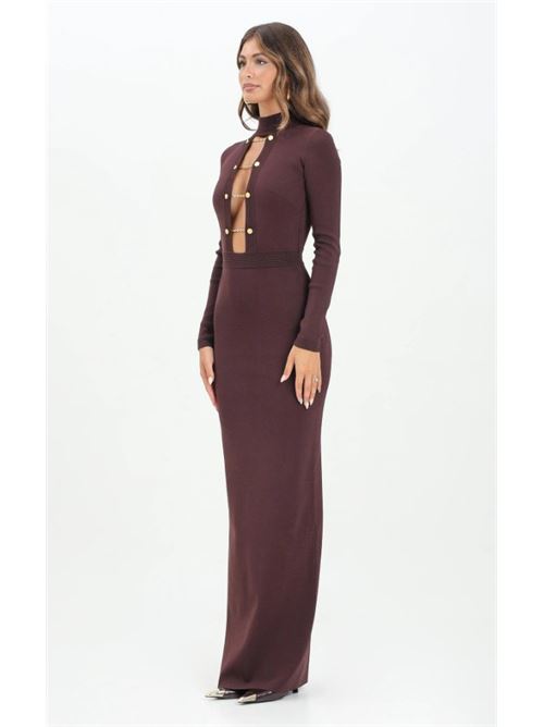 Abito Elisabetta Franchi bordeaux con gemelli gioiello ELISABETTA FRANCHI | AM29S57E2.EA4